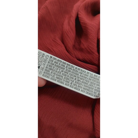 Forever 21 Juniors Size Small Dress Sundress Burgundy Rust Lace Up Rayon - Picture 9 of 12